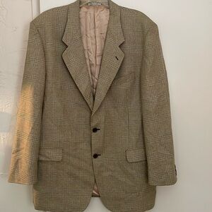3 for $25! Gruppo‎ GFT Men’s Brown Plaid Silk Wool blazer, size 42 (L)